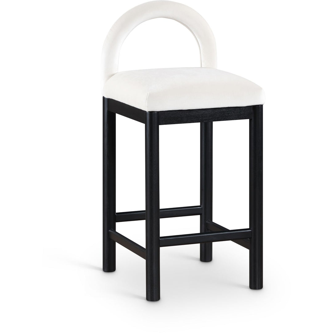 Conrad Velvet Upholstered Counter Stool — Cream / Black