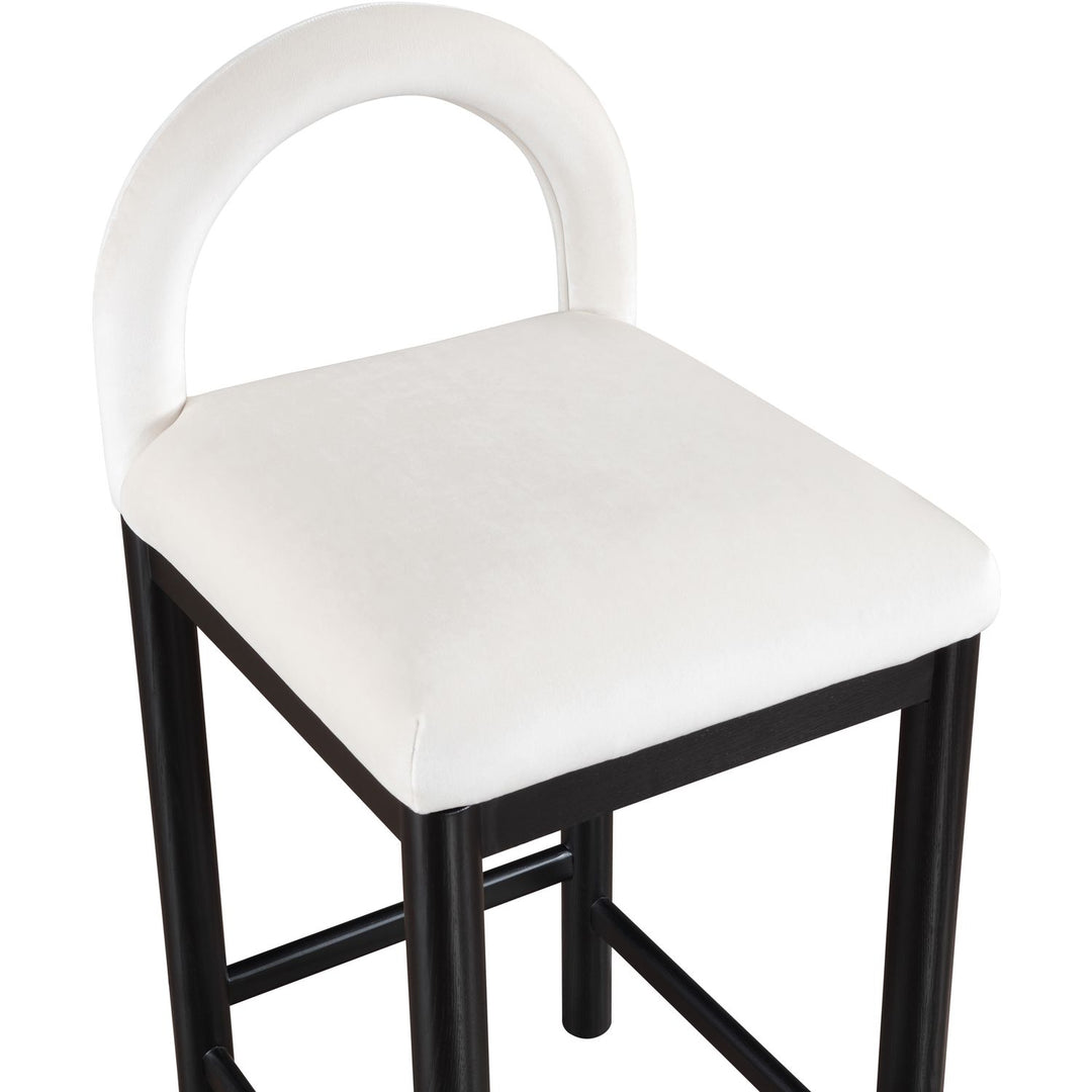 Conrad Velvet Upholstered Counter Stool — Cream / Black