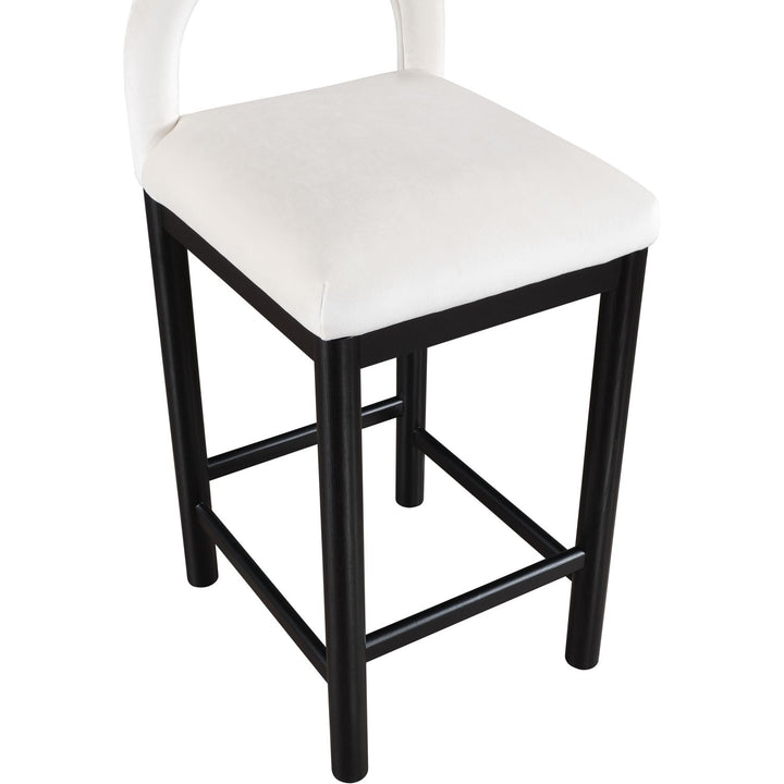Conrad Velvet Upholstered Counter Stool — Cream / Black
