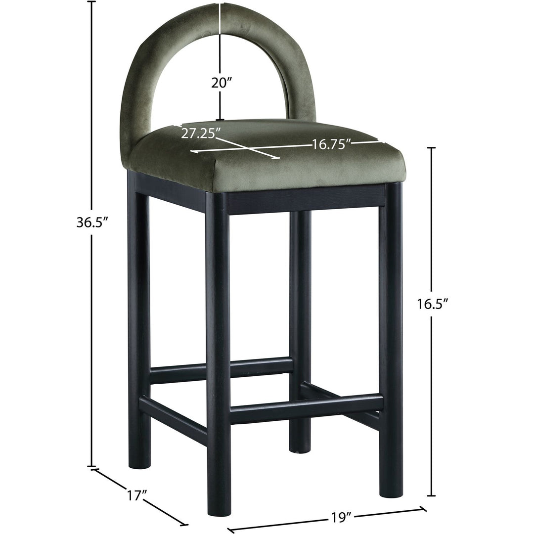 Conrad Velvet Upholstered Counter Stool — Green / Black
