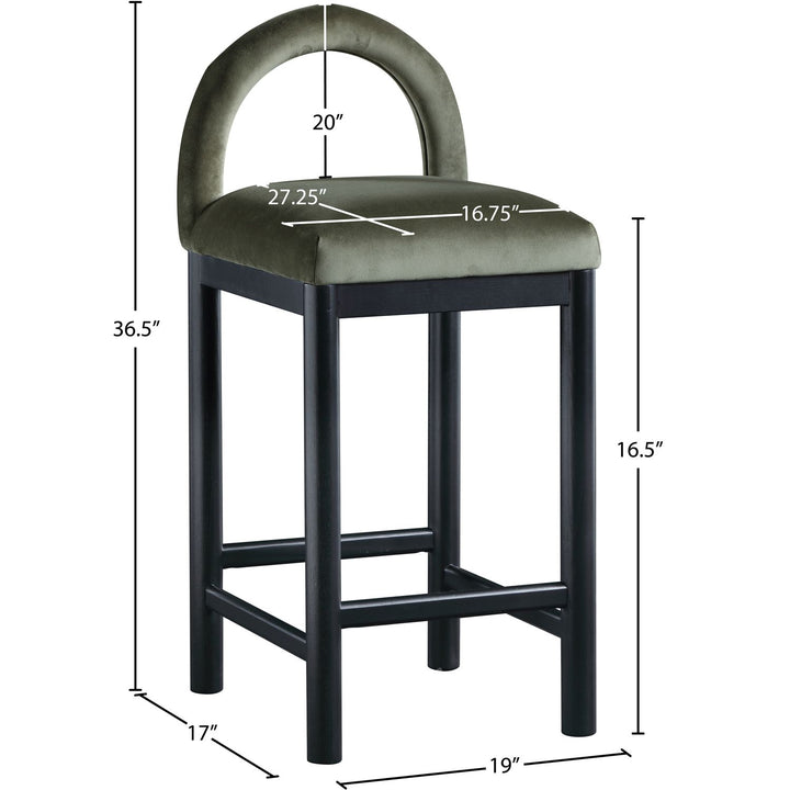 Conrad Velvet Upholstered Counter Stool — Green / Black