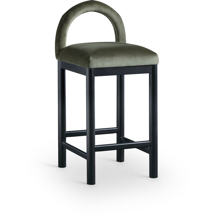 Conrad Velvet Upholstered Counter Stool — Green / Black