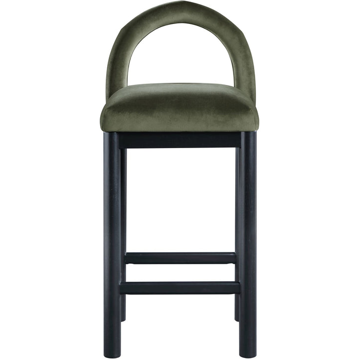 Conrad Velvet Upholstered Counter Stool — Green / Black