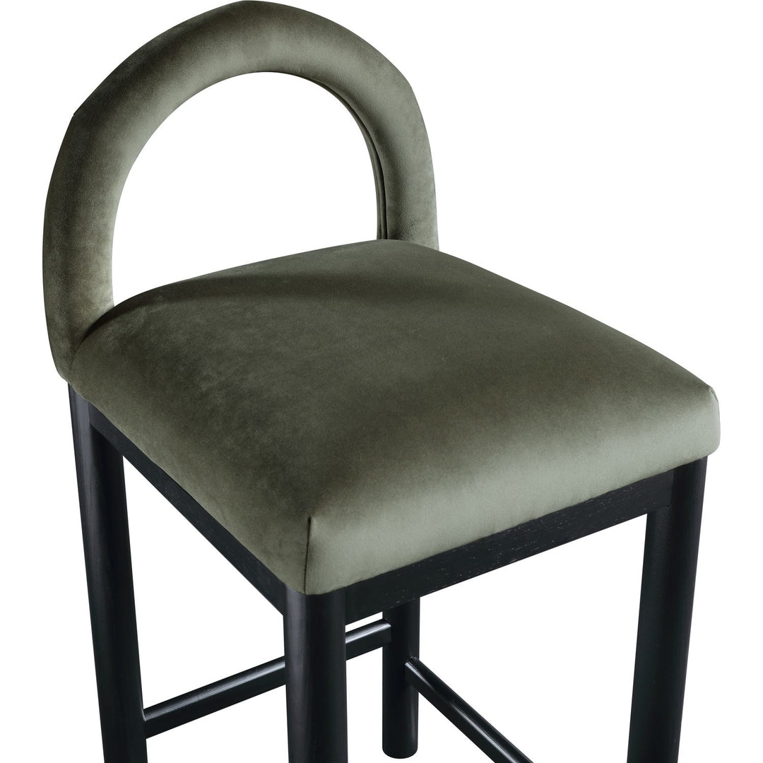 Conrad Velvet Upholstered Counter Stool — Green / Black