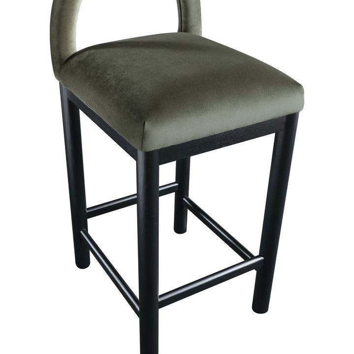 Conrad Velvet Upholstered Counter Stool — Green / Black