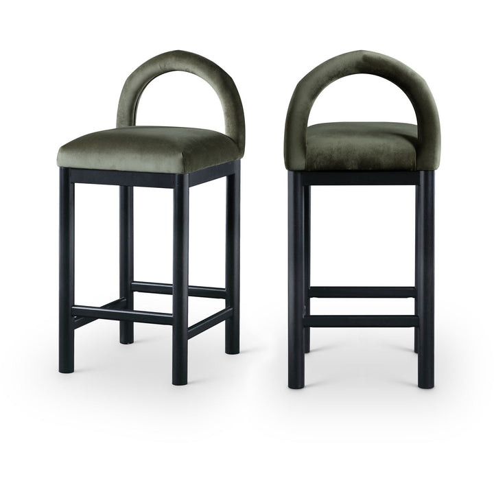 Conrad Green Velvet Upholstered Counter Stool