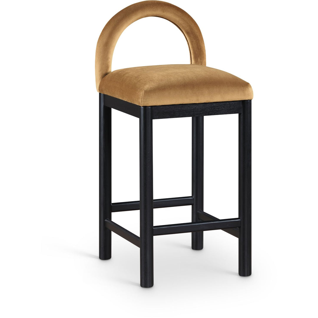 Conrad Velvet Upholstered Counter Stool — Saddle / Black