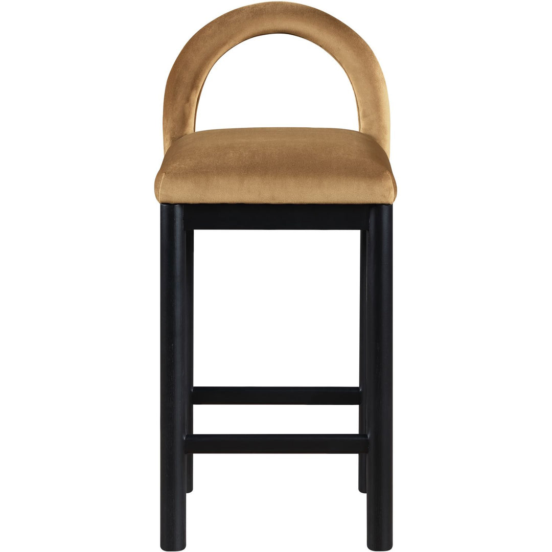 Conrad Velvet Upholstered Counter Stool — Saddle / Black