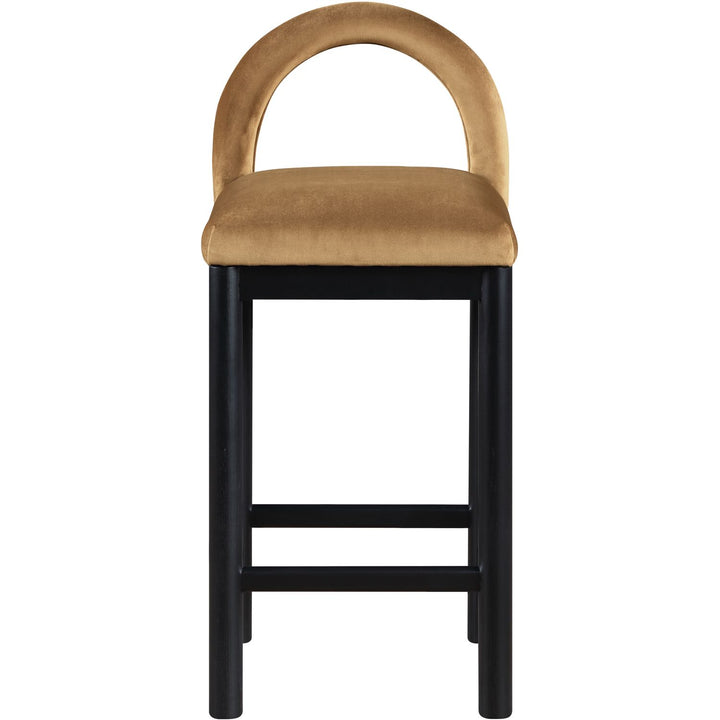 Conrad Velvet Upholstered Counter Stool — Saddle / Black