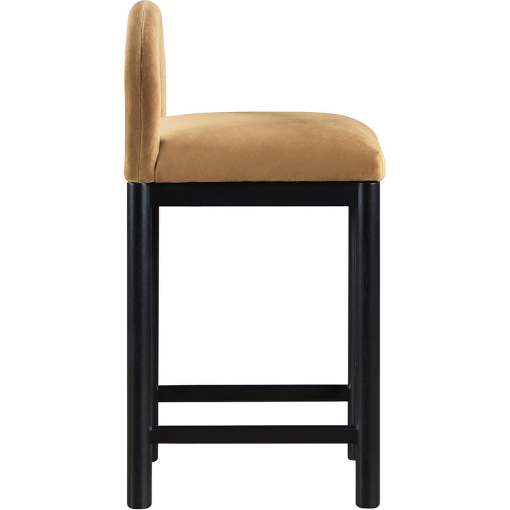 Conrad Velvet Upholstered Counter Stool — Saddle / Black