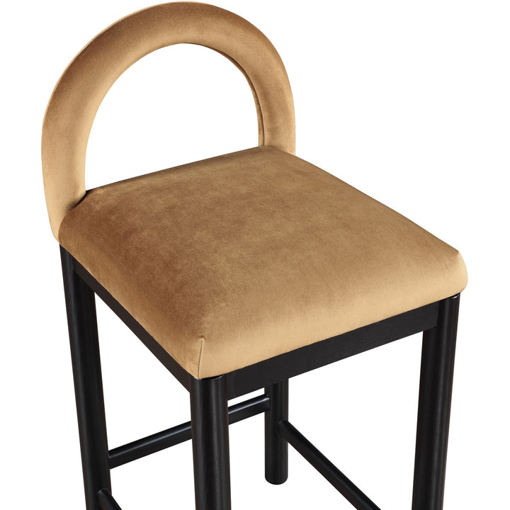 Conrad Velvet Upholstered Counter Stool — Saddle / Black