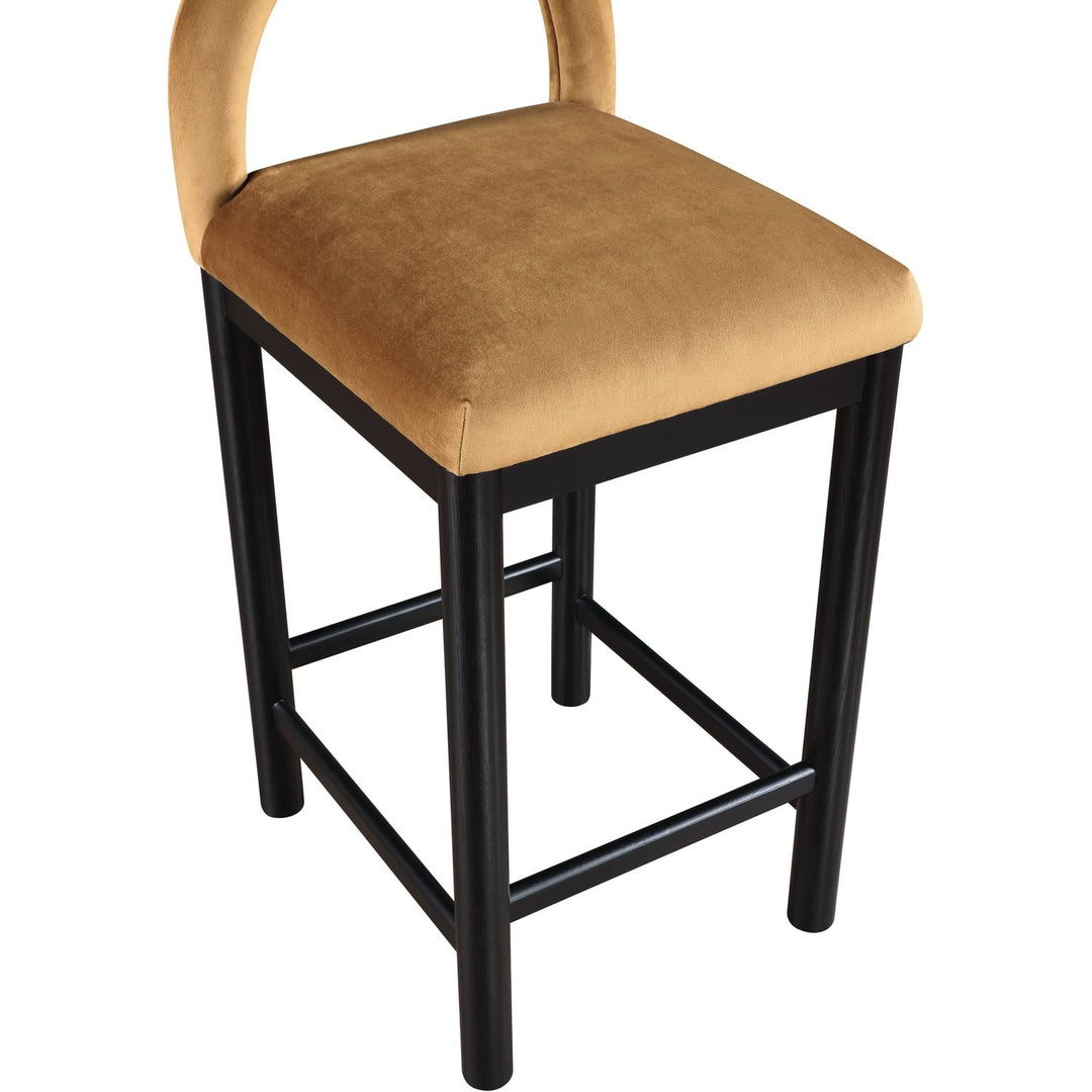 Conrad Velvet Upholstered Counter Stool — Saddle / Black