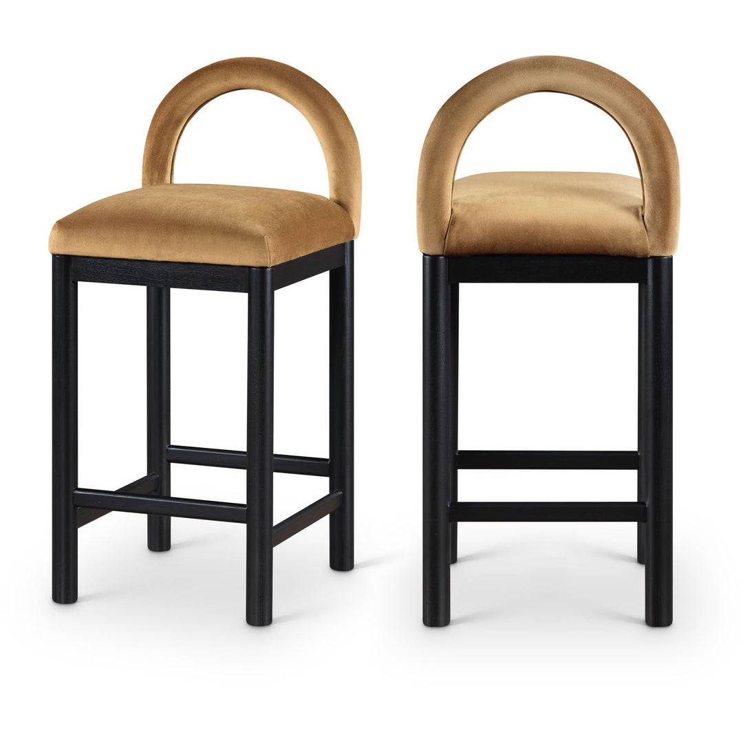 Conrad Saddle Velvet Upholstered Counter Stool