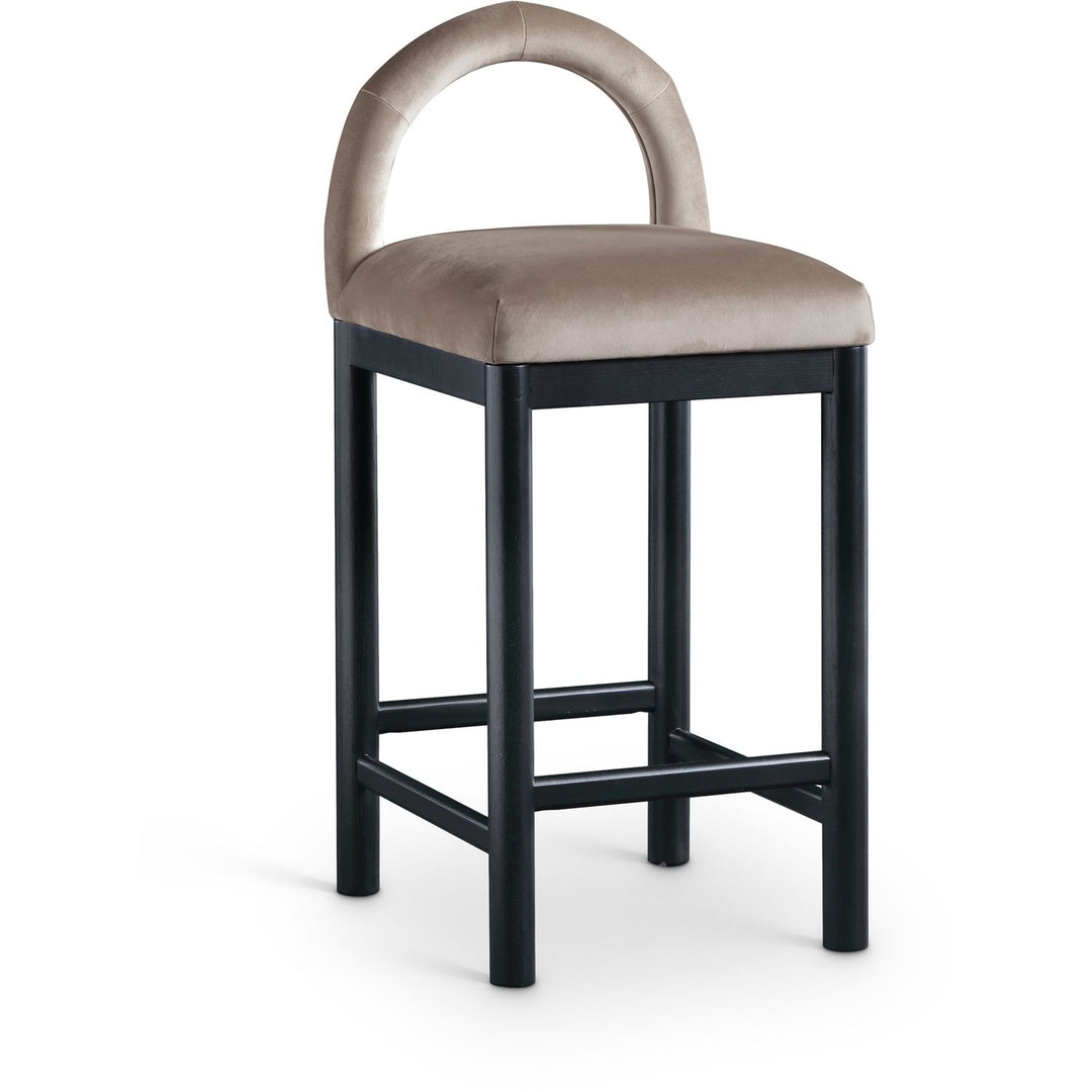 Conrad Velvet Upholstered Counter Stool — Taupe / Black