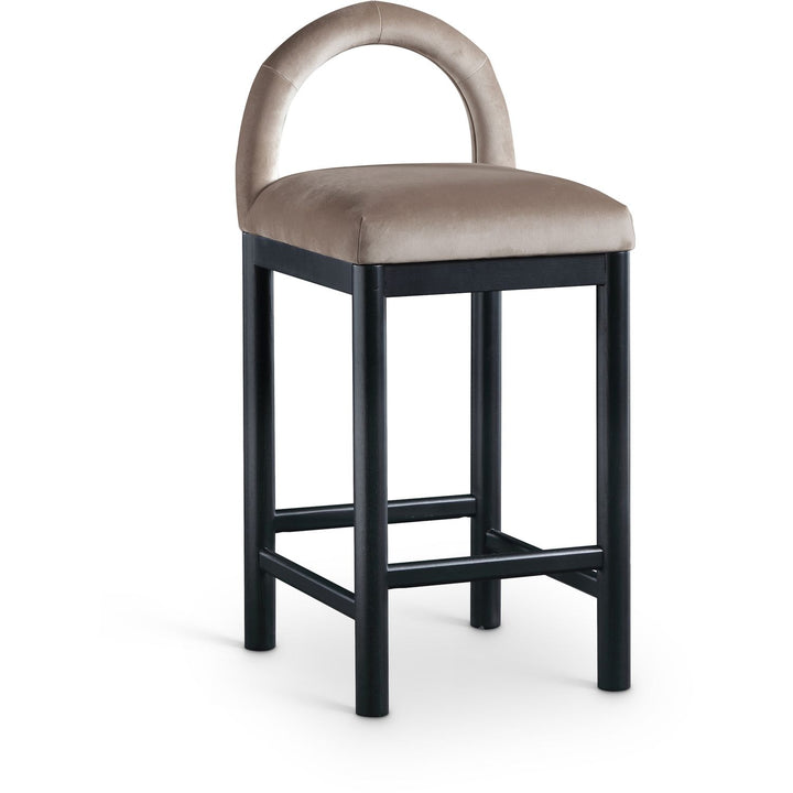 Conrad Velvet Upholstered Counter Stool — Taupe / Black