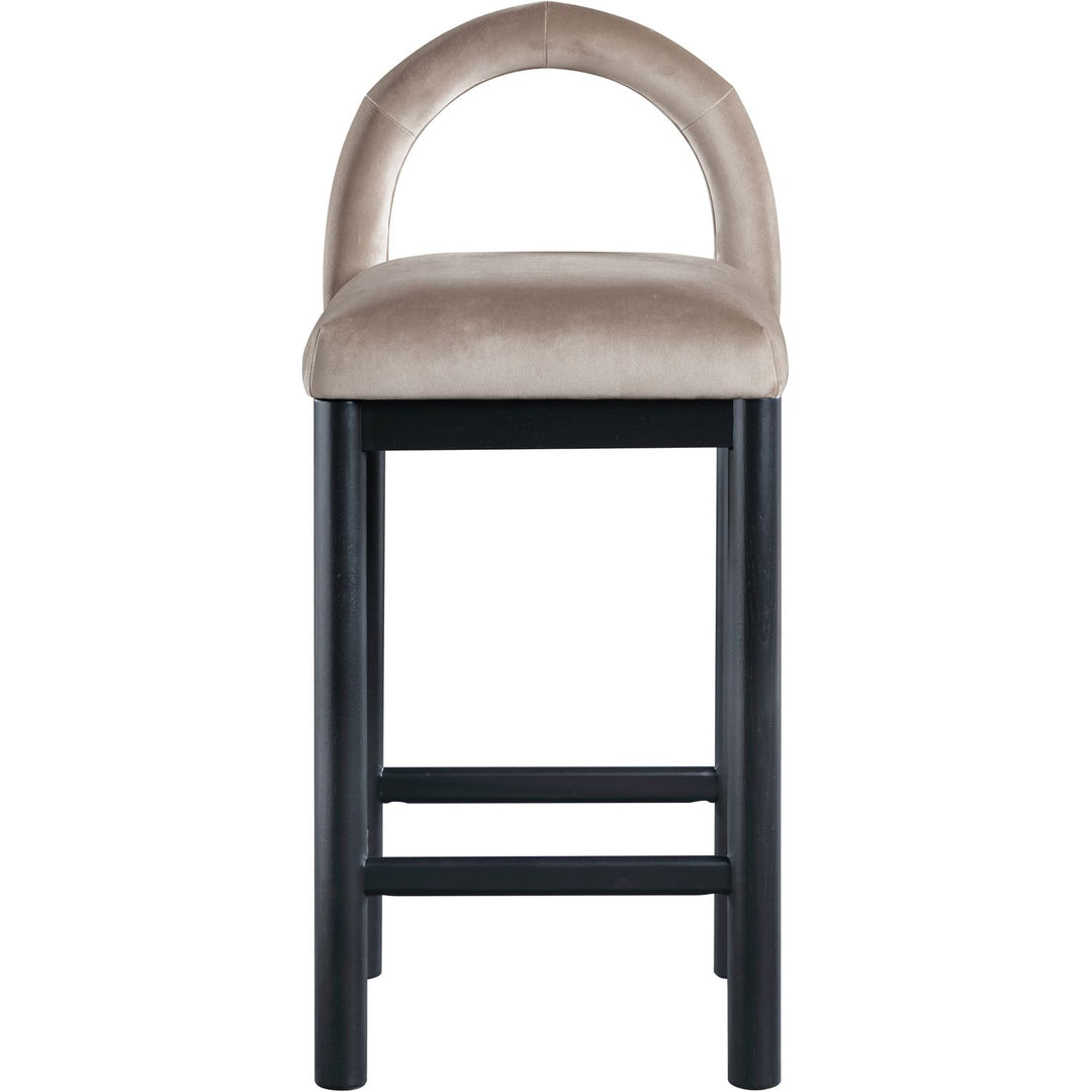 Conrad Velvet Upholstered Counter Stool — Taupe / Black