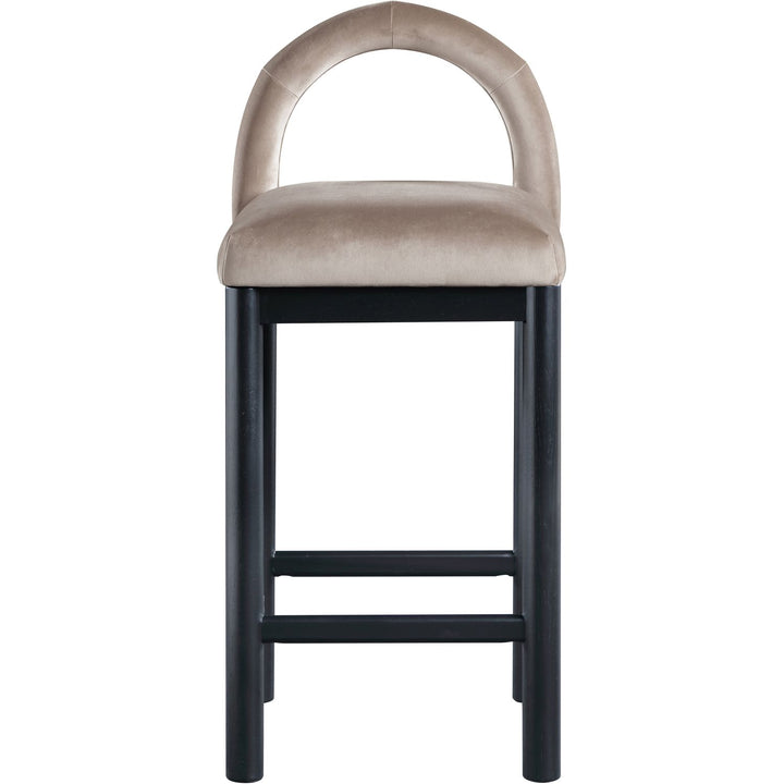 Conrad Velvet Upholstered Counter Stool — Taupe / Black