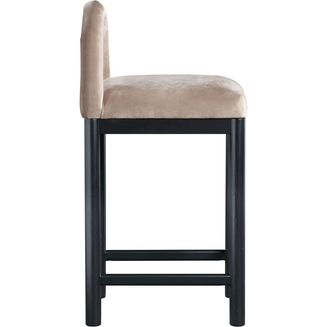 Conrad Velvet Upholstered Counter Stool — Taupe / Black