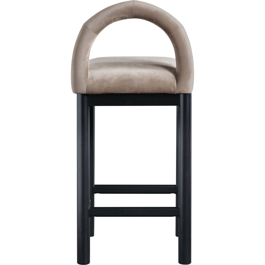 Conrad Velvet Upholstered Counter Stool — Taupe / Black