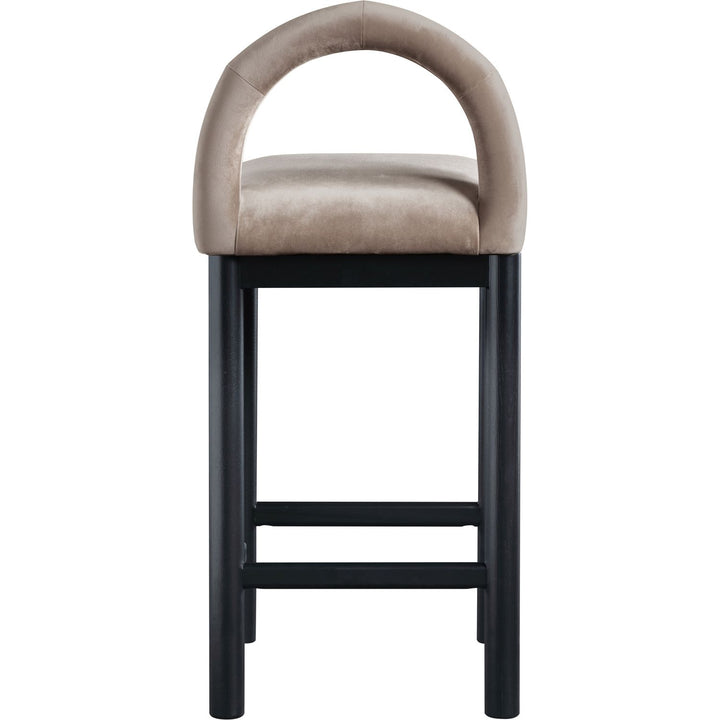 Conrad Velvet Upholstered Counter Stool — Taupe / Black