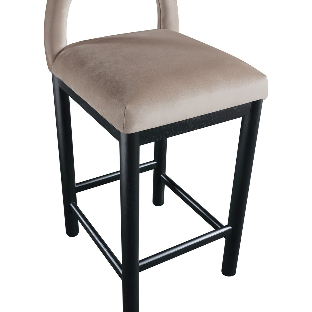 Conrad Velvet Upholstered Counter Stool — Taupe / Black