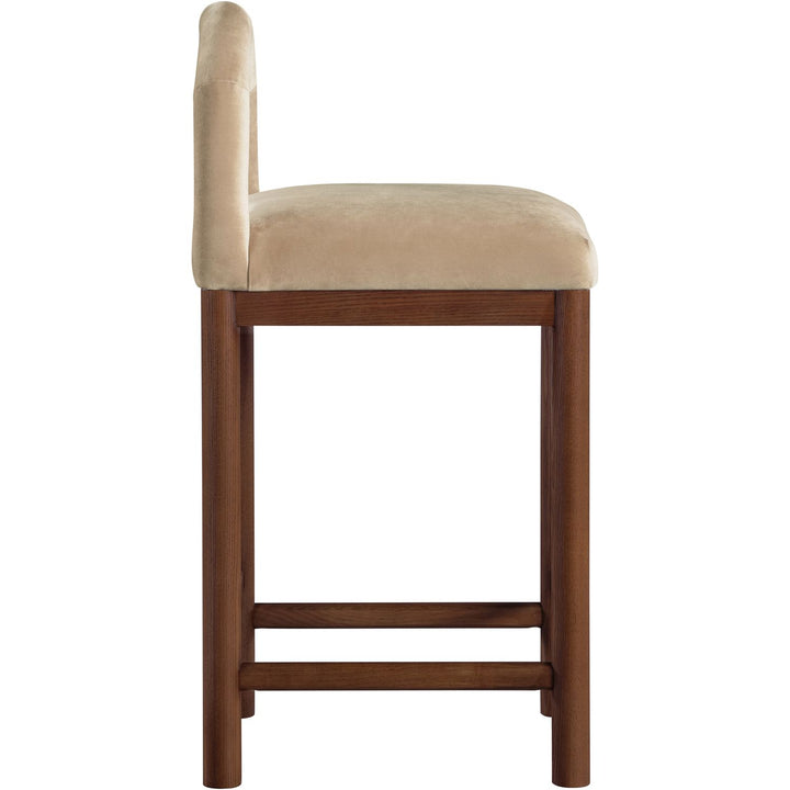 Conrad Velvet Upholstered Counter Stool — Beige / Brown