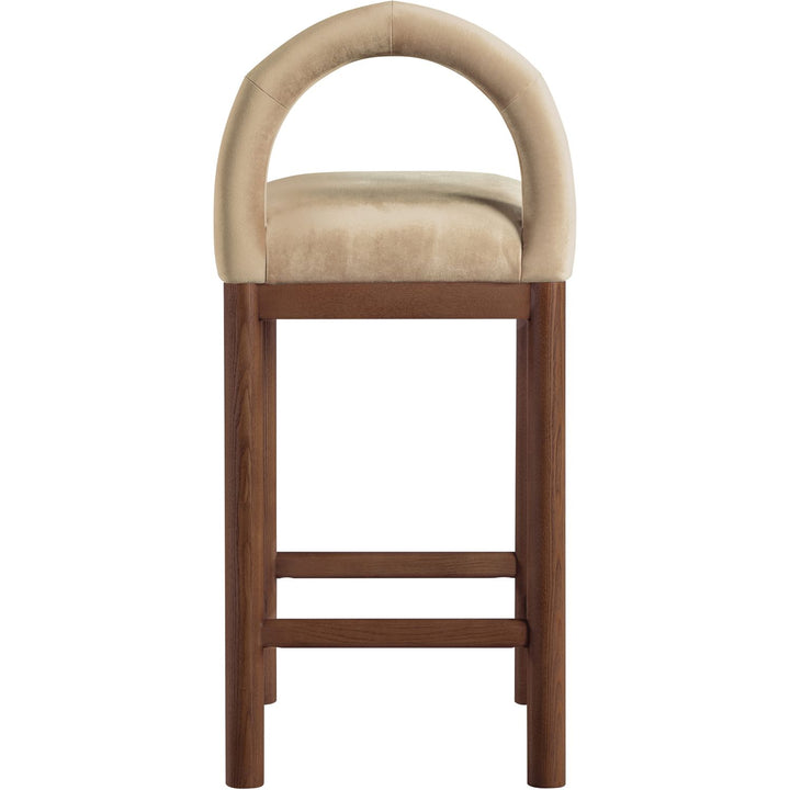 Conrad Velvet Upholstered Counter Stool — Beige / Brown