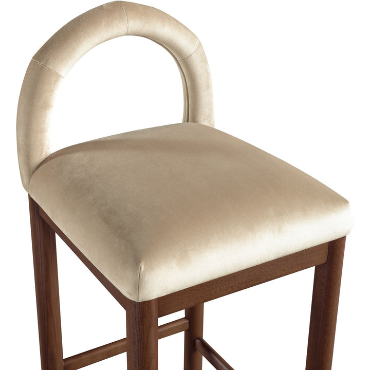 Conrad Velvet Upholstered Counter Stool — Beige / Brown