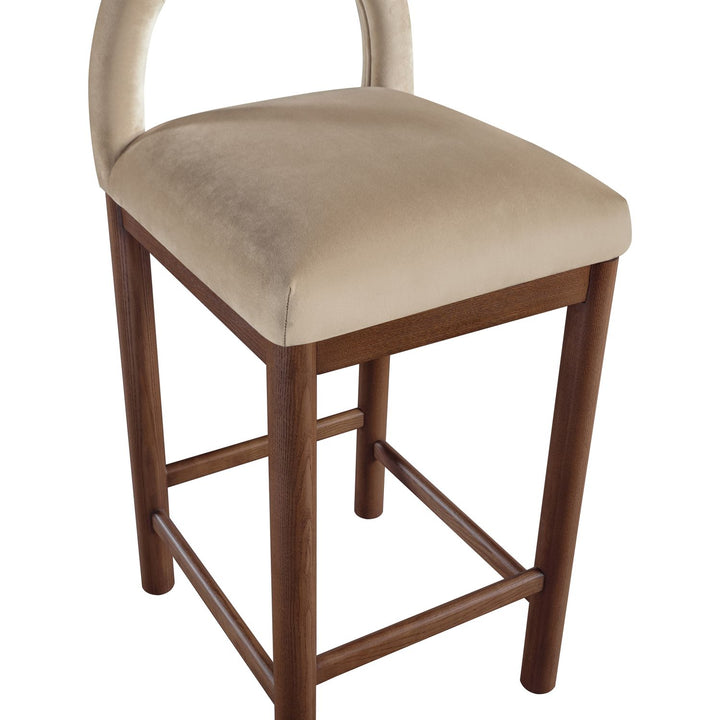 Conrad Velvet Upholstered Counter Stool — Beige / Brown