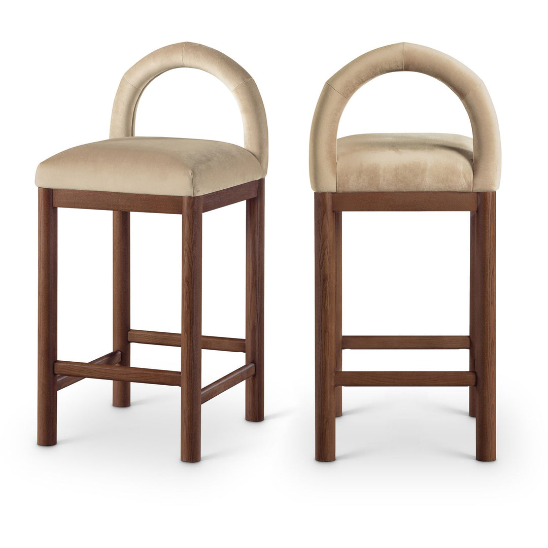 Conrad Beige Velvet Upholstered Counter Stool