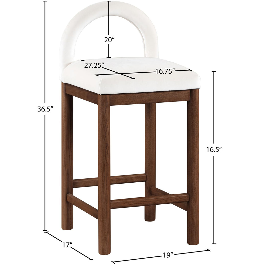 Conrad Velvet Upholstered Counter Stool — Cream / Brown