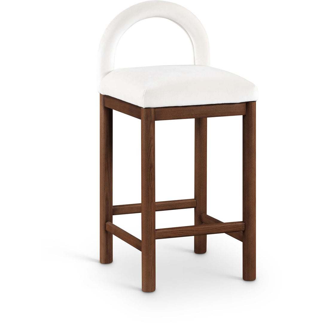 Conrad Velvet Upholstered Counter Stool — Cream / Brown