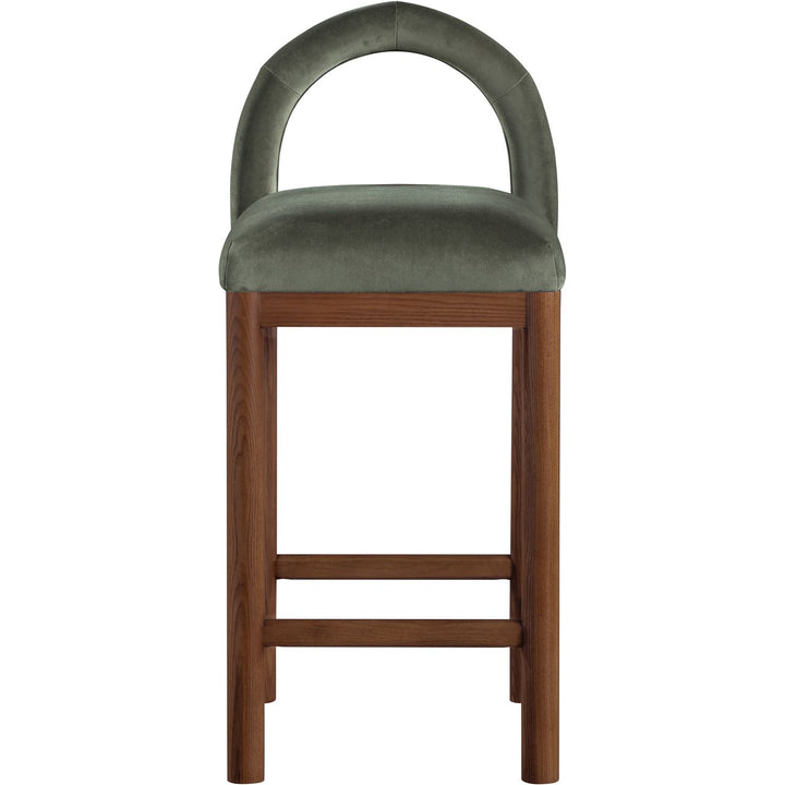 Conrad Velvet Upholstered Counter Stool — Green / Brown