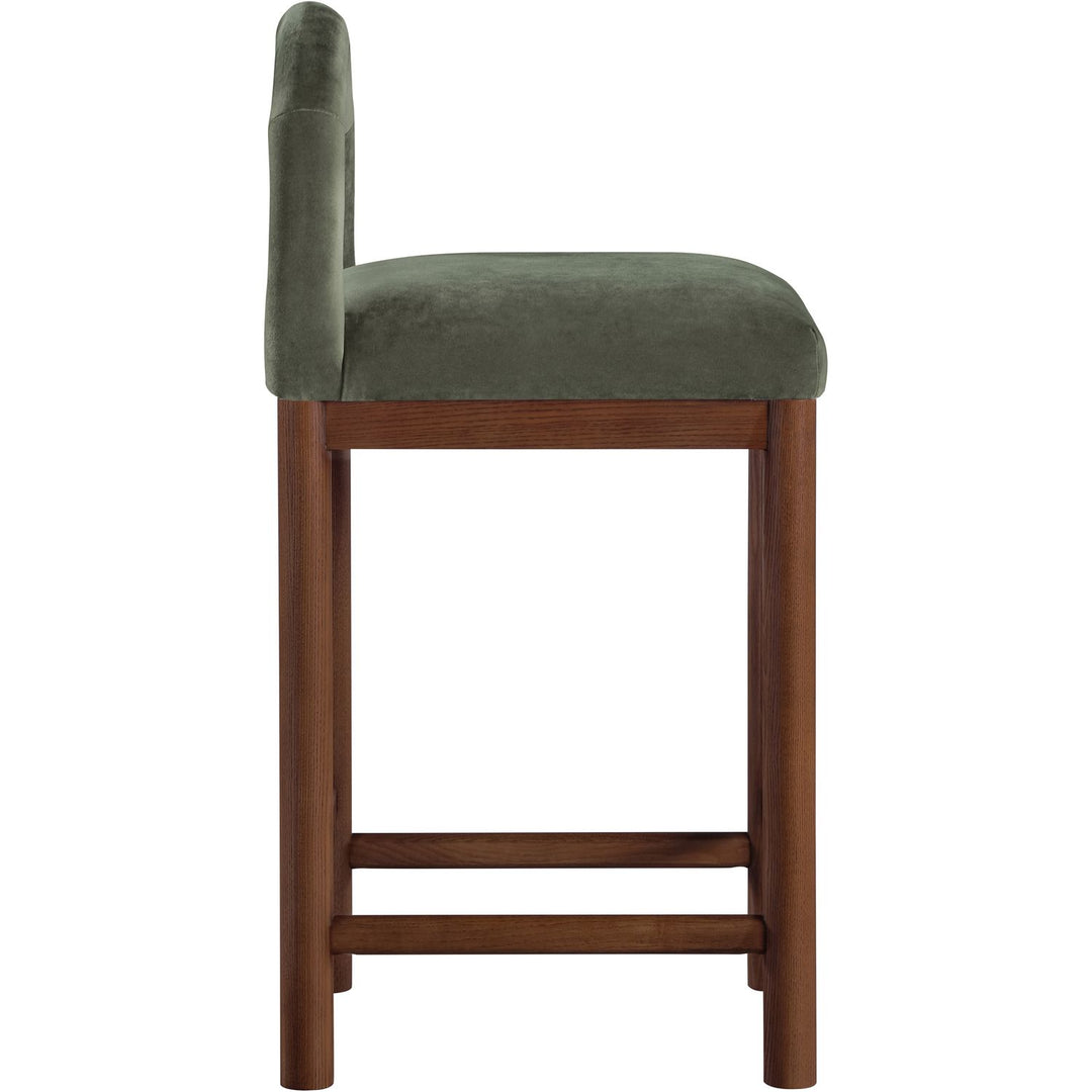 Conrad Velvet Upholstered Counter Stool — Green / Brown