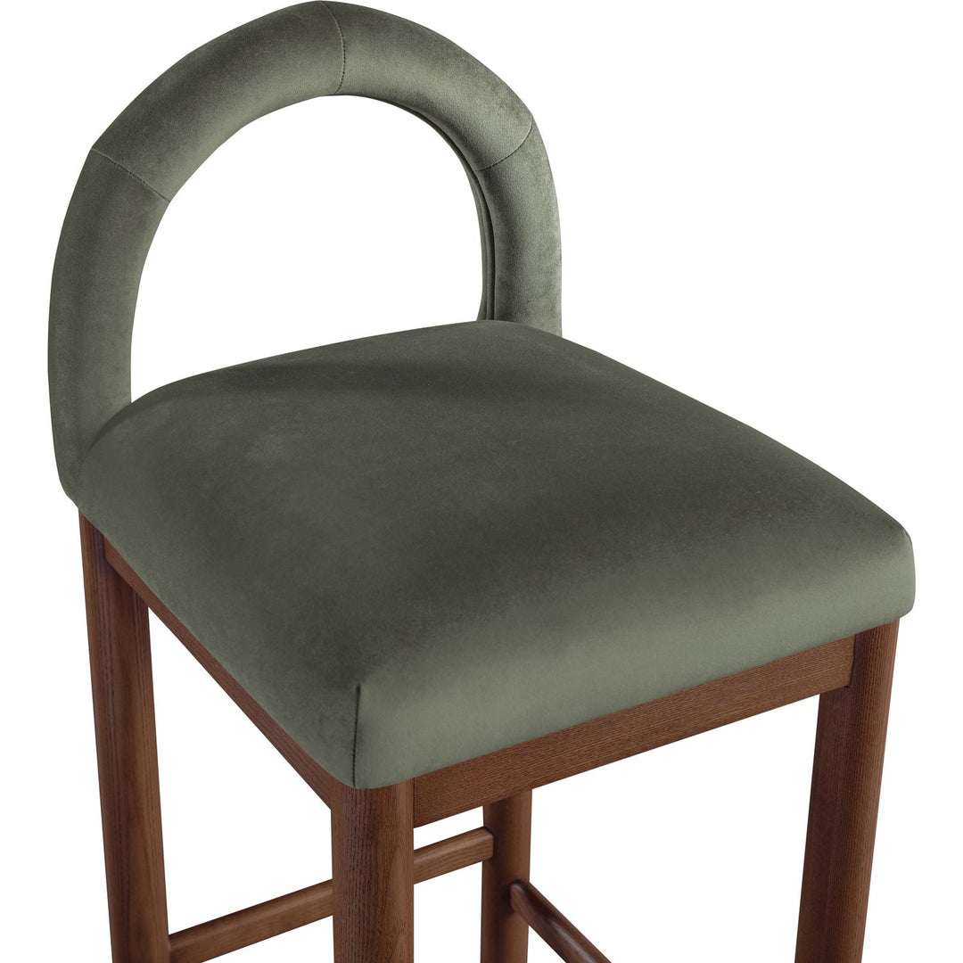 Conrad Velvet Upholstered Counter Stool — Green / Brown