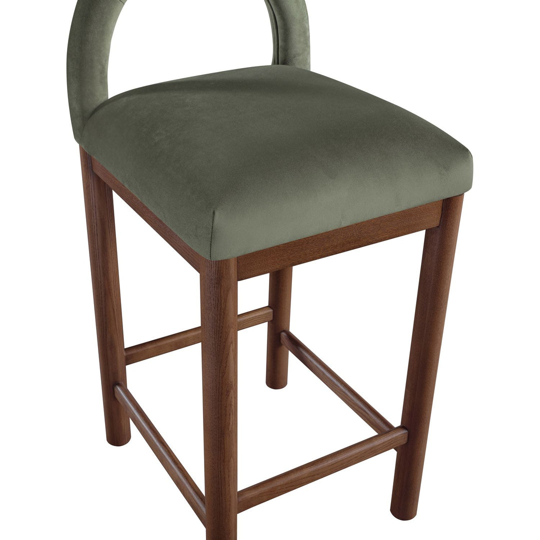 Conrad Velvet Upholstered Counter Stool — Green / Brown