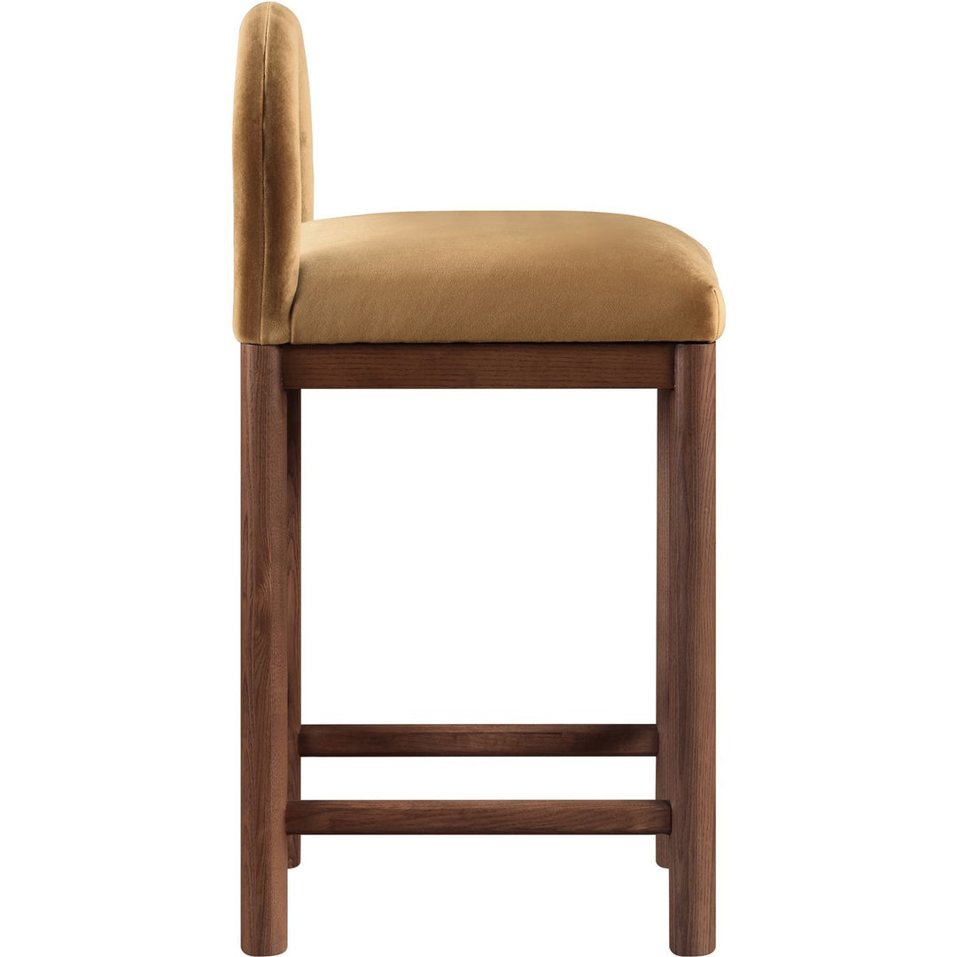 Conrad Velvet Upholstered Counter Stool — Saddle / Brown