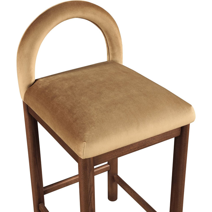 Conrad Velvet Upholstered Counter Stool — Saddle / Brown