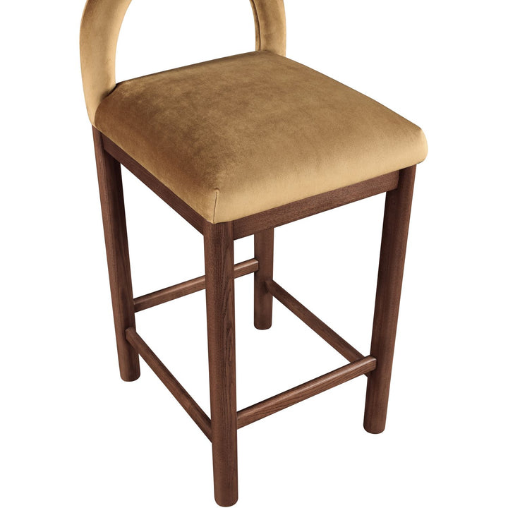 Conrad Velvet Upholstered Counter Stool — Saddle / Brown