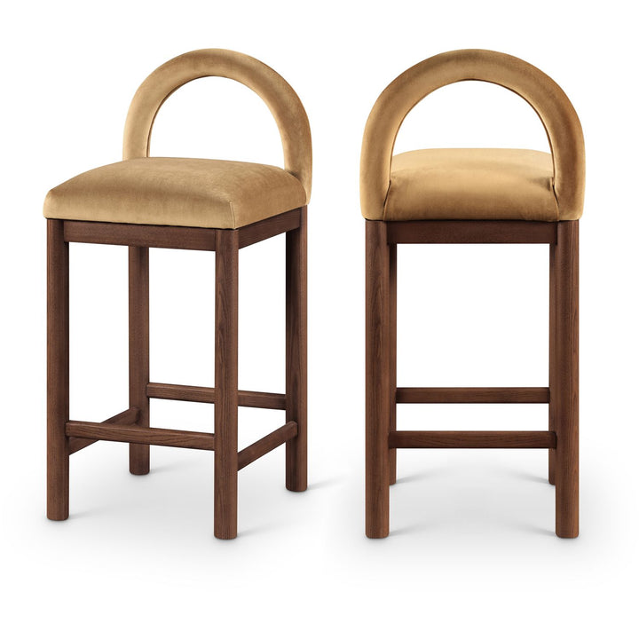 Conrad Saddle Velvet Upholstered Counter Stool