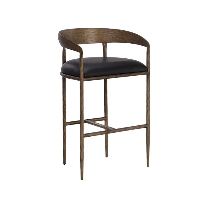 Zanatta Bar + Counter Stool-Sunpan-SUNPAN-111001-Stools & OttomansBar Stool-Charcoal Black Leather-5-France and Son