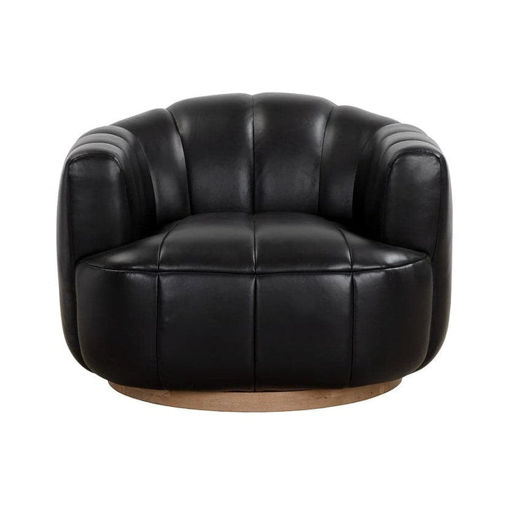 Tadeo Swivel Lounge Chair - Dark Brown / Rustic Oak-Sunpan-SUNPAN-111080-Lounge ChairsDark Brown-8-France and Son