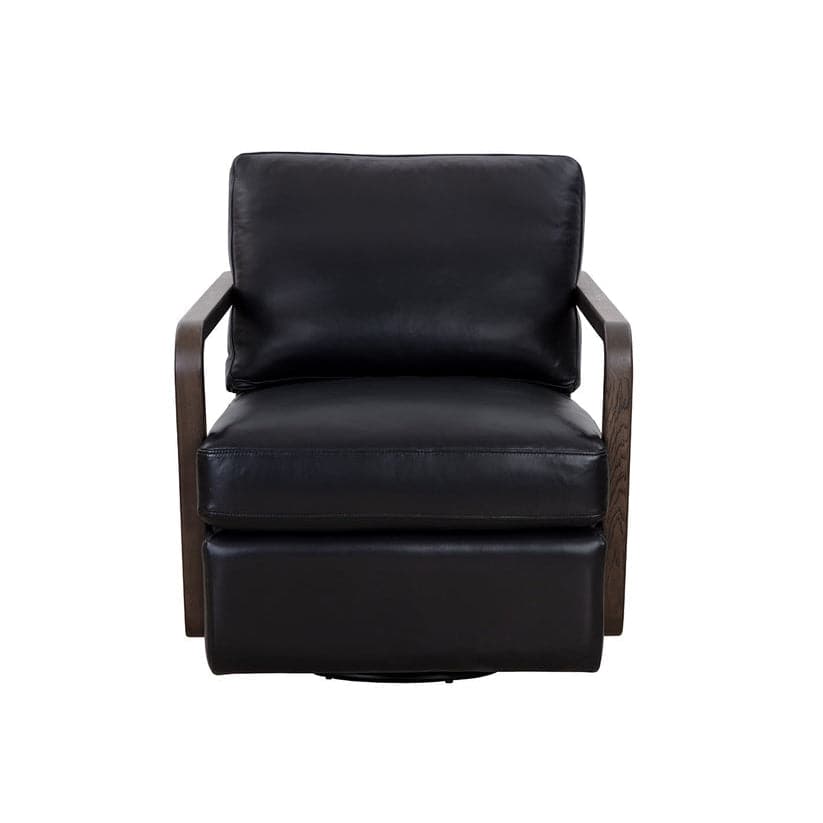 Castell Swivel Lounge Chair-Sunpan-SUNPAN-111248-Lounge ChairsBrown / Cortina Black Leather-2-France and Son