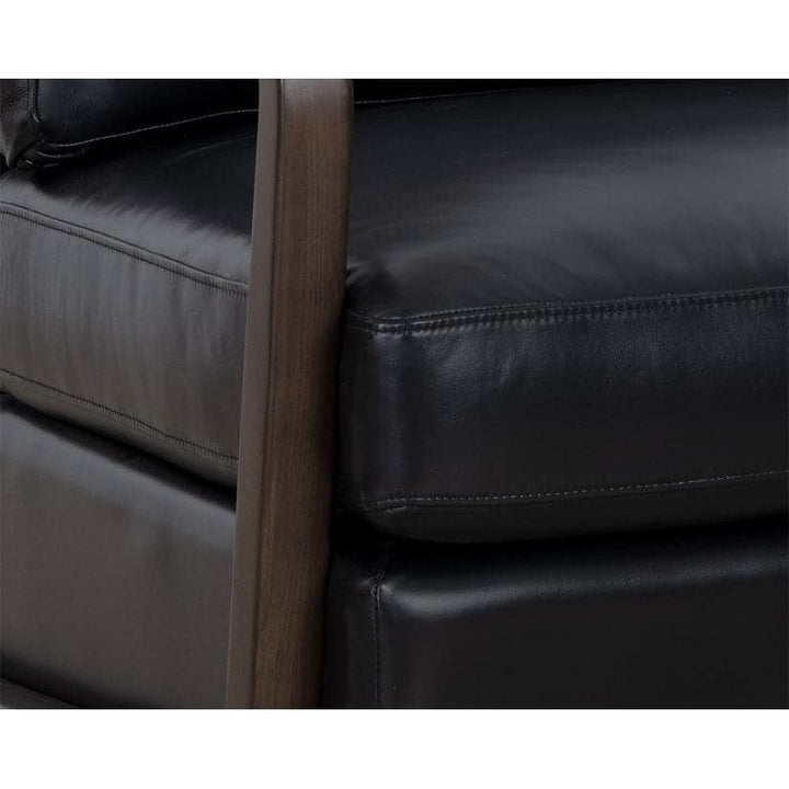 Castell Swivel Lounge Chair-Sunpan-SUNPAN-111248-Lounge ChairsBrown / Cortina Black Leather-5-France and Son
