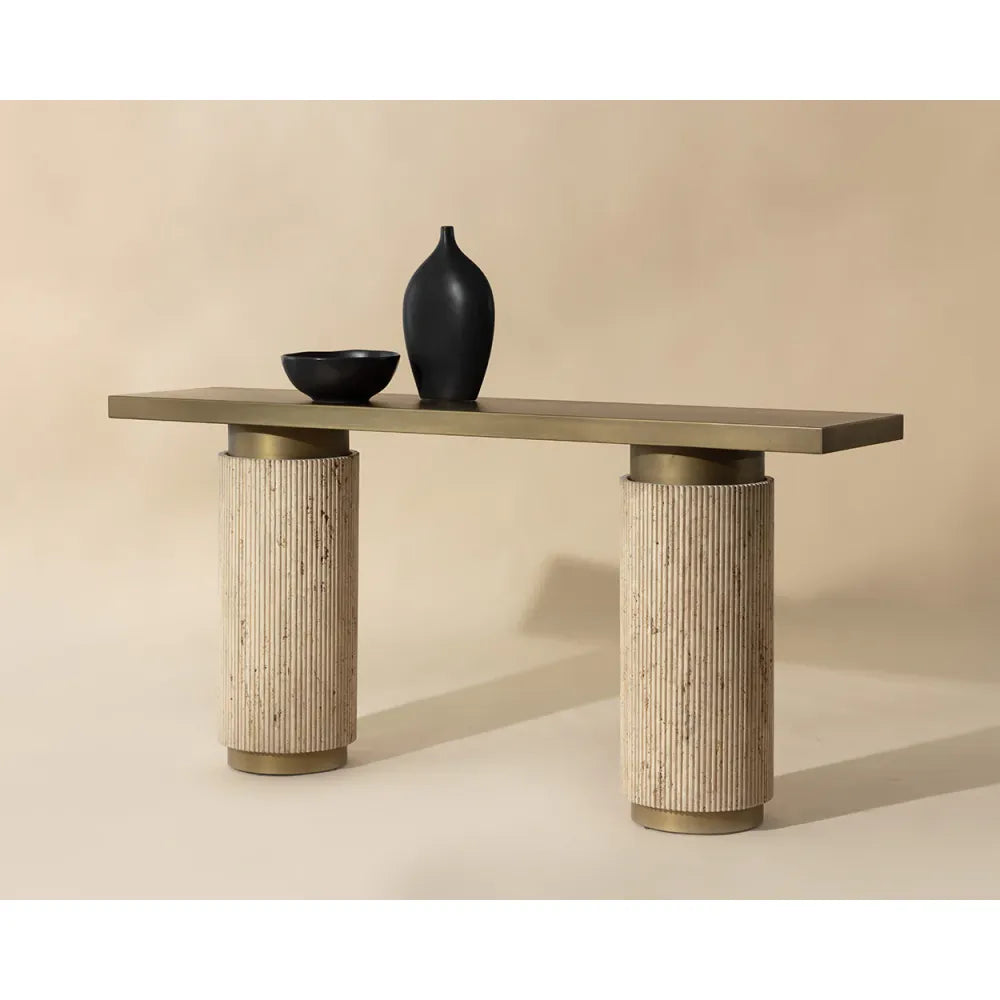 Ashva Travertine Console Table