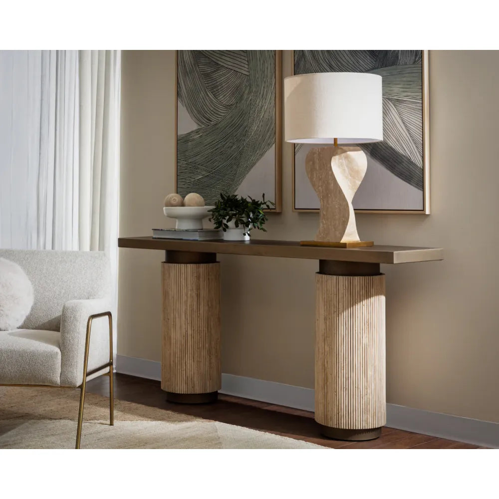 Ashva Travertine Console Table