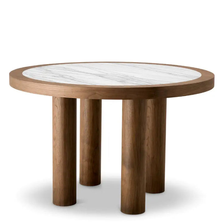 Dining Table Presedio Walnut Veneer Biano Lilac Marble - image 1