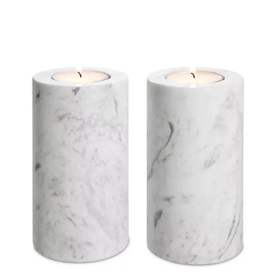 Tealight Holder Tobor set of 2-Eichholtz-EICHHOLTZ-112683-Candle HoldersM-White marble-1-France and Son