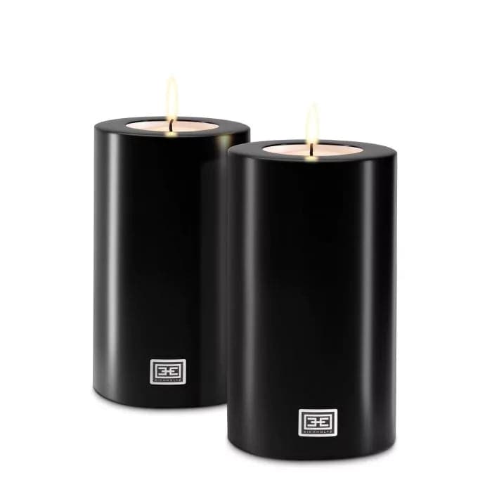 Artificial Candle ø 10 x H. 18 cm Set Of 2-Eichholtz-EICHHOLTZ-115290-DecorBlack-2-France and Son