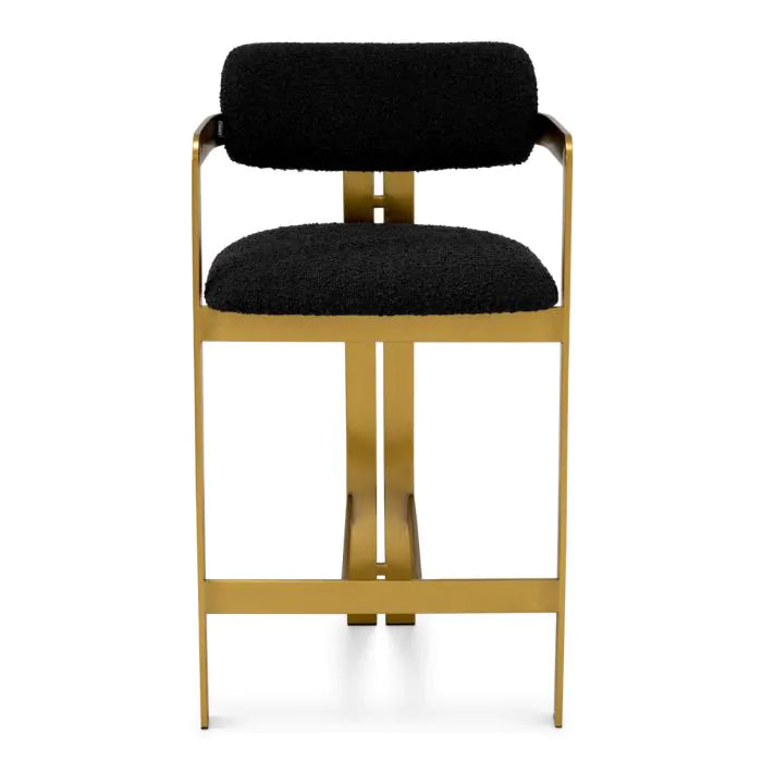 Counter Stool Donato brushed brass finish bouclé black